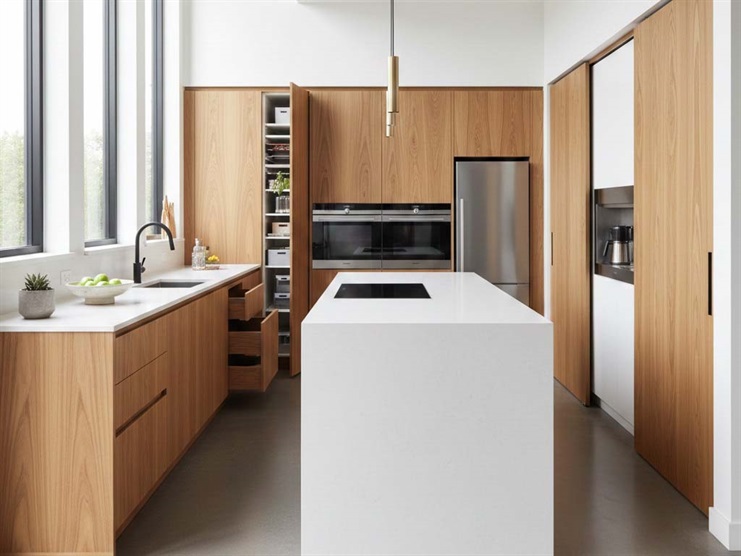 کابینت سازی با فضای مخفی برای وسایل غیرضروری و دکوراسیون داخلی منظم